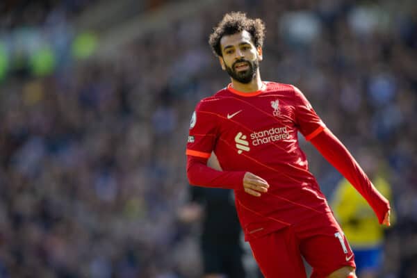 BRIGHTON AND HOVE, ENGLAND - Saturday, March 12, 2022: Liverpool's Mohamed Salah during the FA Premier League match between Brighton & Hove Albion FC and Liverpool FC at the AMEX Community Stadium. (Pic by David Rawcliffe/Propaganda)