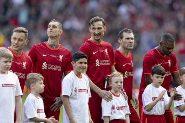 LIVERPOOL, ENGLAND - Saturday, March 26, 2022: Liverpool's Sami Hyypiä during the LFC Foundation friendly match between Liverpool FC Legends and FC Barcelona Legends at Anfield. (Pic by Paul Currie/Propaganda)