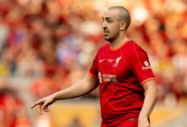 LIVERPOOL, ENGLAND - Saturday, March 26, 2022: Liverpool's Jose Enrique during the LFC Foundation friendly match between Liverpool FC Legends and FC Barcelona Legends at Anfield. (Pic by Paul Currie/Propaganda)
