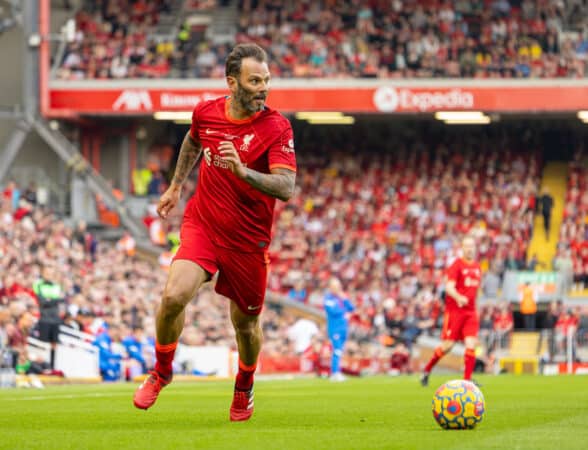 LIVERPOOL, ENGLAND - Saturday, March 26, 2022: Liverpool's Patrik Berger during the LFC Foundation friendly match between Liverpool FC Legends and FC Barcelona Legends at Anfield. (Pic by David Rawcliffe/Propaganda)