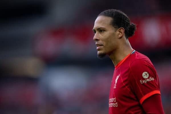 LIVERPOOL, ENGLAND - Saturday, April 2, 2022: Liverpool's Virgil van Dijk during the FA Premier League match between Liverpool FC and Watford FC at Anfield. (Pic by David Rawcliffe/Propaganda)