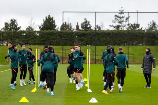 LIVERPOOL, ENGLAND - Monday, April 4, 2022: Liverpool players during a training session at the AXA Training Centre ahead of the UEFA Champions League Quarter-Final 1st Leg match against SL Benfica. (Pic by David Rawcliffe/Propaganda)