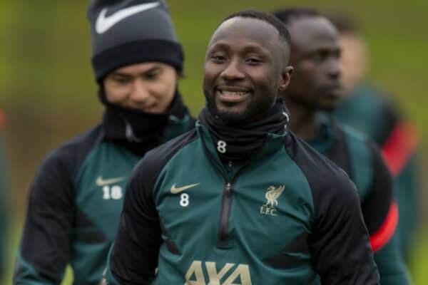 LIVERPOOL, ENGLAND - Monday, April 4, 2022: Liverpool’s Naby Keita during a training session at the AXA Training Centre ahead of the UEFA Champions League Quarter-Final 1st Leg match against SL Benfica. (Pic by David Rawcliffe/Propaganda)