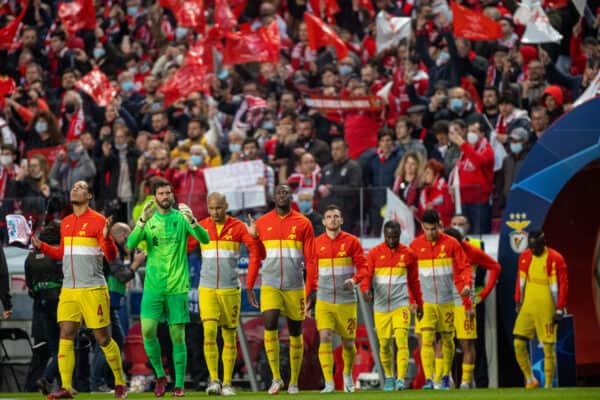 LISBON, PORTUGAL - Tuesday, April 5, 2022: Liverpool's captain Virgil van Dijk leads his side out before the UEFA Champions League Quarter-Final 1st Leg game between SL Benfica and Liverpool FC at the Estádio da Luz. (Pic by David Rawcliffe/Propaganda)