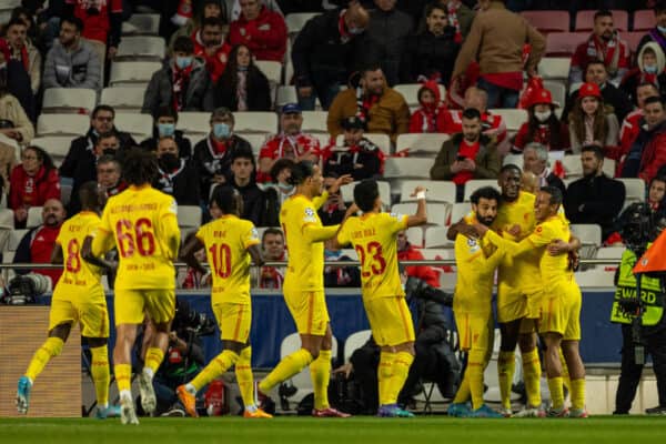 LISBON, PORTUGAL - Tuesday, April 5, 2022: Liverpool's Ibrahima Konaté celebrates after scoring the first goal during the UEFA Champions League Quarter-Final 1st Leg game between SL Benfica and Liverpool FC at the Estádio da Luz. (Pic by David Rawcliffe/Propaganda)