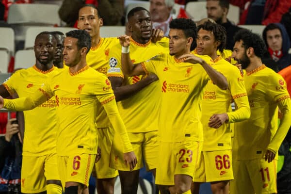 LISBON, PORTUGAL - Tuesday, April 5, 2022: Liverpool's Ibrahima Konaté celebrates after scoring the first goal during the UEFA Champions League Quarter-Final 1st Leg game between SL Benfica and Liverpool FC at the Estádio da Luz. (Pic by David Rawcliffe/Propaganda)