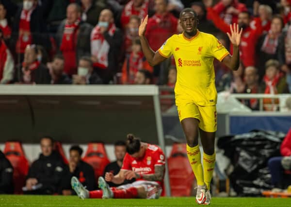 LISBON, PORTUGAL - Tuesday, April 5, 2022: Liverpool's Ibrahima Konaté during the UEFA Champions League Quarter-Final 1st Leg game between SL Benfica and Liverpool FC at the Estádio da Luz. (Pic by David Rawcliffe/Propaganda)