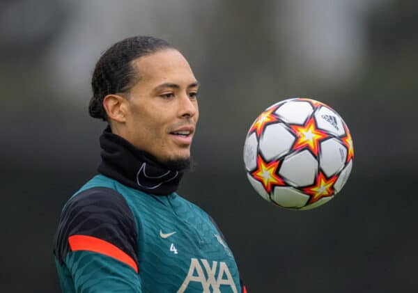 LIVERPOOL, ENGLAND - Tuesday, April 12, 2022: Liverpool's Virgil van Dijk during a training session at the AXA Training Centre ahead of the UEFA Champions League Quarter-Final 2nd Leg game between Liverpool FC and SL Benfica. (Pic by David Rawcliffe/Propaganda)