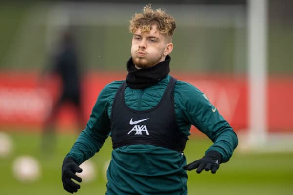 LIVERPOOL, ENGLAND - Tuesday, April 12, 2022: Liverpool's Harvey Elliott during a training session at the AXA Training Centre ahead of the UEFA Champions League Quarter-Final 2nd Leg game between Liverpool FC and SL Benfica. (Pic by David Rawcliffe/Propaganda)