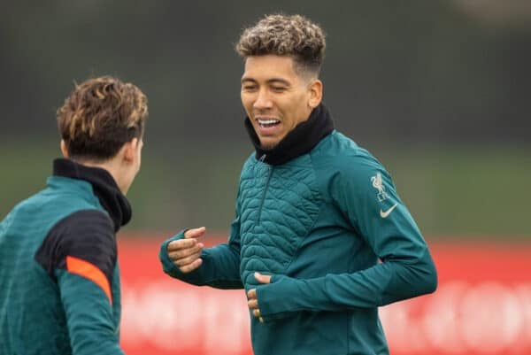 LIVERPOOL, ENGLAND - Tuesday, April 12, 2022: Liverpool's Roberto Firmino during a training session at the AXA Training Centre ahead of the UEFA Champions League Quarter-Final 2nd Leg game between Liverpool FC and SL Benfica. (Pic by David Rawcliffe/Propaganda)