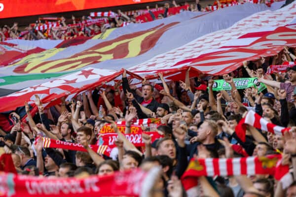 LONDON, ENGLAND - Saturday, April 16, 2022: Liverpool supporters before the FA Cup Semi-Final game between Manchester City FC and Liverpool FC at Wembley Stadium. (Pic by David Rawcliffe/Propaganda)