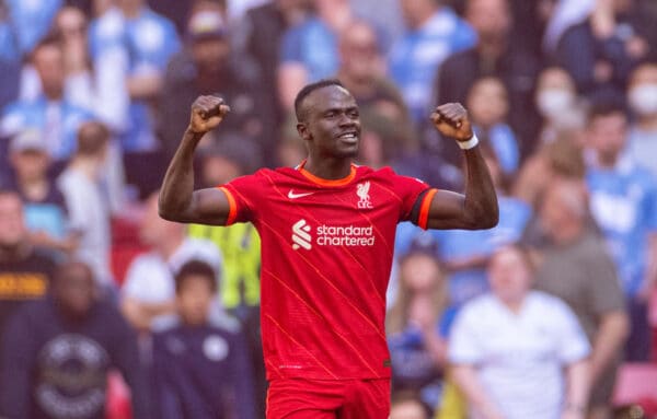 LONDON, ENGLAND - Saturday, April 16, 2022: Liverpool's Sadio Mané celebrates after scoring the second goal during the FA Cup Semi-Final game between Manchester City FC and Liverpool FC at Wembley Stadium. (Pic by David Rawcliffe/Propaganda)