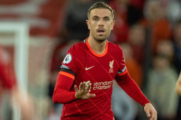 LIVERPOOL, ENGLAND - Tuesday, April 19, 2022: Liverpool's captain Jordan Henderson during the FA Premier League match between Liverpool FC and Manchester United FC at Anfield. (Pic by David Rawcliffe/Propaganda)