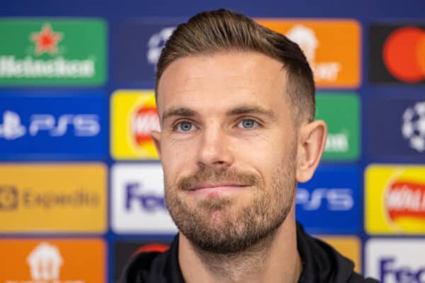 LIVERPOOL, ENGLAND - Tuesday, April 26, 2022: Liverpool's captain Jordan Henderson during a press conference at Anfield ahead of the UEFA Champions League Semi-Final 1st Leg game between Liverpool FC and Villarreal CF. (Pic by David Rawcliffe/Propaganda)