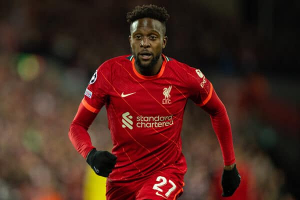 LIVERPOOL, ENGLAND - Wednesday, April 13, 2022: Liverpool's Divock Origi during the UEFA Champions League Quarter-Final 2nd Leg game between Liverpool FC and SL Benfica at Anfield. (Pic by David Rawcliffe/Propaganda)