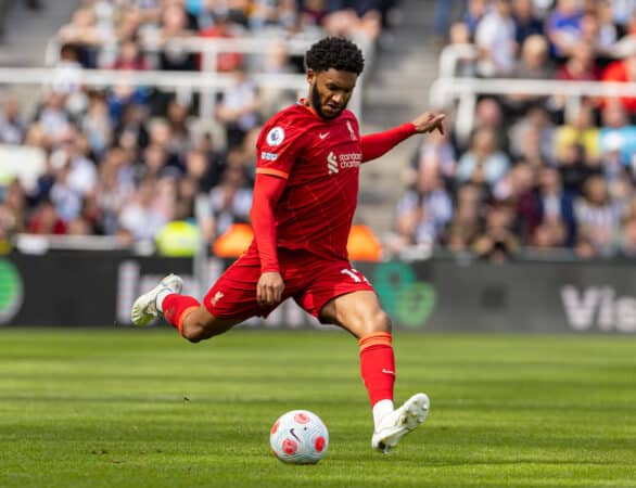 NEWCASTLE-UPON-TYNE, ENGLAND - Saturday, April 30, 2022: Liverpool's Joe Gomez during the FA Premier League match between Newcastle United FC and Liverpool FC at St James' Park. (Pic by David Rawcliffe/Propaganda)