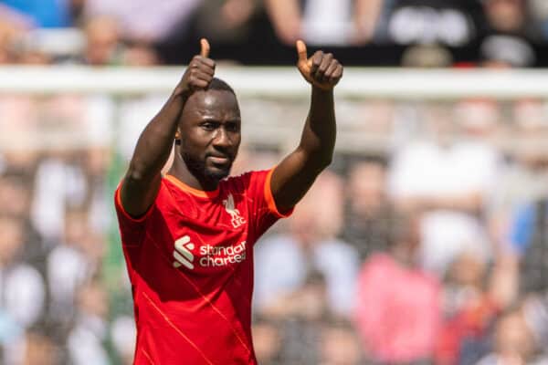 NEWCASTLE-UPON-TYNE, ENGLAND - Saturday, April 30, 2022: Liverpool's Naby Keita celebrates after scoring the first goal during the FA Premier League match between Newcastle United FC and Liverpool FC at St James' Park. (Pic by David Rawcliffe/Propaganda)