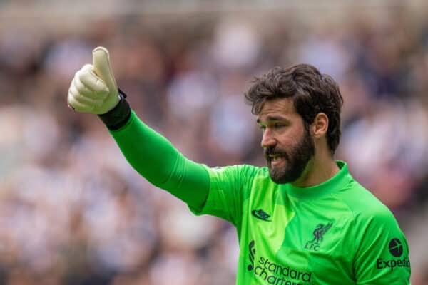 NEWCASTLE-UPON-TYNE, ENGLAND - Saturday, April 30, 2022: Liverpool's goalkeeper Alisson Becker during the FA Premier League match between Newcastle United FC and Liverpool FC at St James' Park. (Pic by David Rawcliffe/Propaganda)