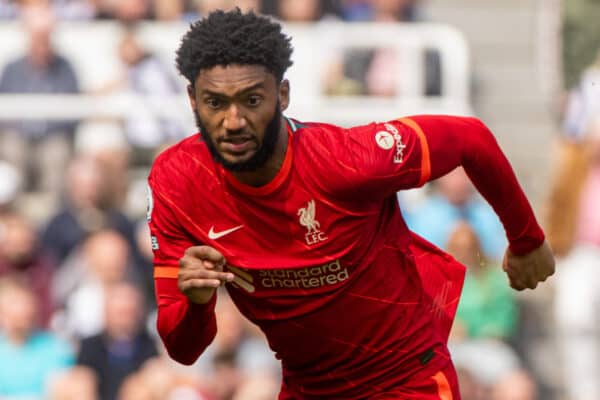 NEWCASTLE-UPON-TYNE, ENGLAND - Saturday, April 30, 2022: Liverpool's Joe Gomez during the FA Premier League match between Newcastle United FC and Liverpool FC at St James' Park. (Pic by David Rawcliffe/Propaganda)