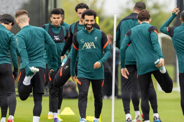 LIVERPOOL, ENGLAND - Monday, May 2, 2022: Liverpool's Mohamed Salah during a training session at the AXA Training Centre ahead of the UEFA Champions League Semi-Final 2nd Leg game between Villarreal CF and Liverpool FC. (Pic by David Rawcliffe/Propaganda)