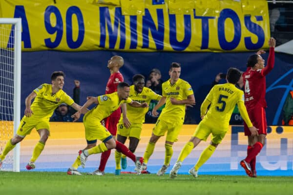 VILLARREAL, SPAIN - Tuesday, May 3, 2022: Villarreal's Francis Coquelin celebrates after scoring the second goal to level the tie 2-2 on aggregate during the UEFA Champions League Semi-Final 2nd Leg game between Villarreal CF and Liverpool FC at the Estadio de la Cerámica. (Pic by David Rawcliffe/Propaganda)