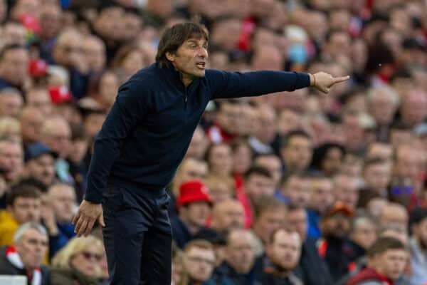 LIVERPOOL, ENGLAND - Saturday, May 7, 2022: Tottenham Hotspur's manager Antonio Conte during the FA Premier League match between Liverpool FC and Tottenham Hotspur FC at Anfield. (Pic by David Rawcliffe/Propaganda)