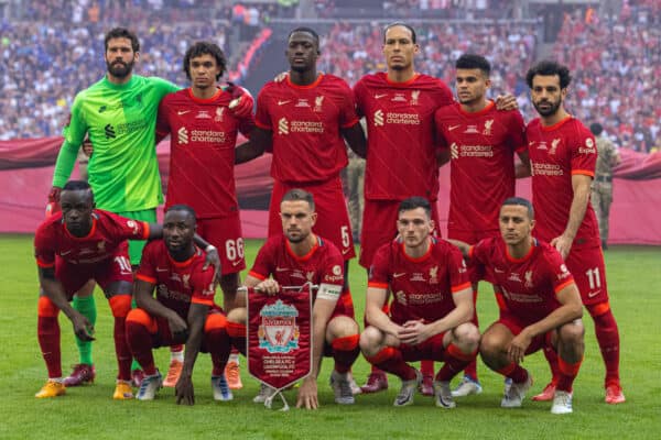 LONDON, ENGLAND - Saturday, May 14, 2022: Liverpool players line-up for a team group photograph before the FA Cup Final between Chelsea FC and Liverpool FC at Wembley Stadium. (Pic by David Rawcliffe/Propaganda)