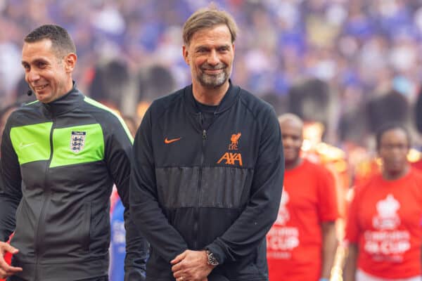 LONDON, ENGLAND - Saturday, May 14, 2022: Liverpool's manager Jürgen Klopp before the FA Cup Final between Chelsea FC and Liverpool FC at Wembley Stadium. (Pic by David Rawcliffe/Propaganda)