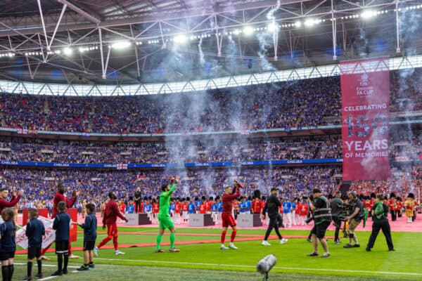 LONDON, ENGLAND - Saturday, May 14, 2022: Liverpool's captain Jordan Henderson leads his side out before the FA Cup Final between Chelsea FC and Liverpool FC at Wembley Stadium. (Pic by David Rawcliffe/Propaganda)