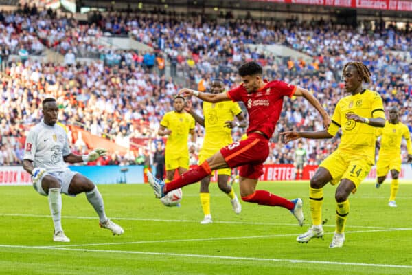 LONDON, ENGLAND - Saturday, May 14, 2022: Liverpool's Luis Díaz during the FA Cup Final between Chelsea FC and Liverpool FC at Wembley Stadium. (Pic by David Rawcliffe/Propaganda)