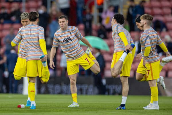 SOUTHAMPTON, ENGLAND - Tuesday, May 17, 2022: Liverpool's James Milner during the pre-match warm-up before the FA Premier League match between Southampton FC and Liverpool FC at St Mary's Stadium. (Pic by David Rawcliffe/Propaganda)