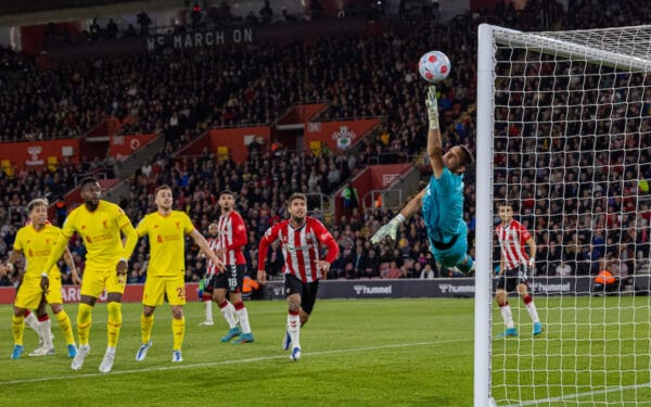 SOUTHAMPTON, ENGLAND - Tuesday, May 17, 2022: Southampton's goalkeeper Alex McCarthy is beaten as Liverpool score the second goal during the FA Premier League match between Southampton FC and Liverpool FC at St Mary's Stadium. (Pic by David Rawcliffe/Propaganda)