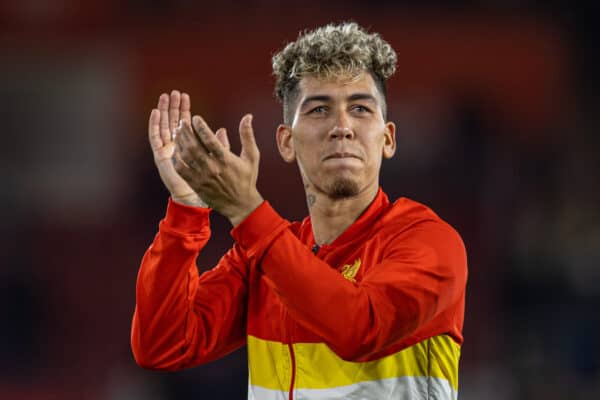 SOUTHAMPTON, ENGLAND - Tuesday, May 17, 2022: Liverpool's Roberto Firmino celebrates after the FA Premier League match between Southampton FC and Liverpool FC at St Mary's Stadium. Liverpool won 2-1. (Pic by David Rawcliffe/Propaganda)