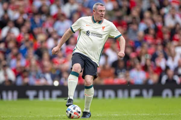 MANCHESTER, ENGLAND - Saturday, May 21, 2022: Liverpool's Stephen Wright during the MUFC Foundation friendly 'Legends of the North' match between Manchester United FC Legends and Liverpool FC Legends at Old Trafford. (Pic by David Rawcliffe/Propaganda)