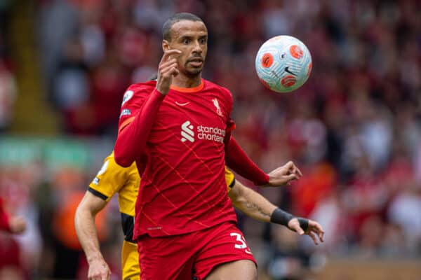 LIVERPOOL, ENGLAND - Sunday, May 22, 2022: Liverpool's Joel Matip during the FA Premier League match between Liverpool FC and Wolverhampton Wanderers FC at Anfield. (Pic by David Rawcliffe/Propaganda)