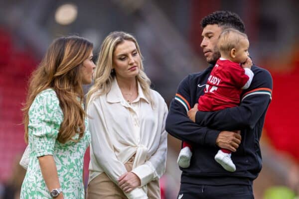 LIVERPOOL, ENGLAND - Sunday, May 22, 2022: Liverpool's Alex Oxlade-Chamberlain and his partner and baby after the FA Premier League match between Liverpool FC and Wolverhampton Wanderers FC at Anfield. (Pic by David Rawcliffe/Propaganda)