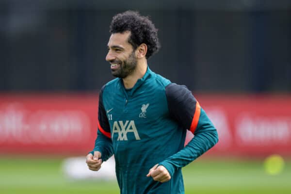 LIVERPOOL, ENGLAND - Wednesday, May 25, 2022: Liverpool's Mohamed Salah during a training session at the AXA Training Centre ahead of the UEFA Champions League Final game between Liverpool FC and Real Madrid CF. (Pic by David Rawcliffe/Propaganda)