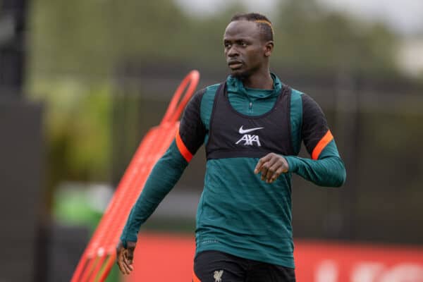 LIVERPOOL, ENGLAND - Wednesday, May 25, 2022: Liverpool's Sadio Mané during a training session at the AXA Training Centre ahead of the UEFA Champions League Final game between Liverpool FC and Real Madrid CF. (Pic by David Rawcliffe/Propaganda)