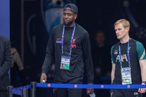 PARIS, FRANCE - Friday, May 27, 2022: Liverpool's Divock Origi during a training session at the Stade de France ahead of the UEFA Champions League Final game between Liverpool FC and Real Madrid CF. (Pic by David Rawcliffe/Propaganda)