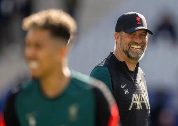 PARIS, FRANCE - Friday, May 27, 2022: Liverpool's manager Jürgen Klopp during a training session at the Stade de France ahead of the UEFA Champions League Final game between Liverpool FC and Real Madrid CF. (Pic by David Rawcliffe/Propaganda)