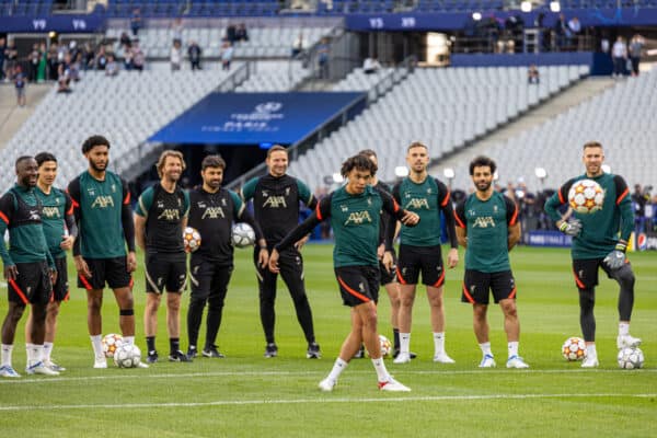 PARIS, FRANCE - Friday, May 27, 2022: Liverpool's Trent Alexander-Arnold during a training session at the Stade de France ahead of the UEFA Champions League Final game between Liverpool FC and Real Madrid CF. (Pic by David Rawcliffe/Propaganda)