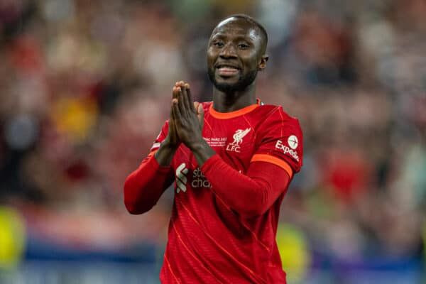 PARIS, FRANCE - Saturday, May 28, 2022: Liverpool's Naby Keita during the UEFA Champions League Final game between Liverpool FC and Real Madrid CF at the Stade de France. (Photo by David Rawcliffe/Propaganda)