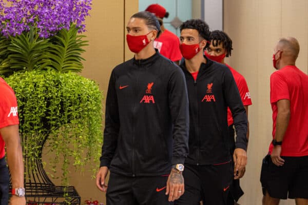 BANGKOK, THAILAND - Sunday, July 10, 2022: Liverpool's new signing Darwin Núñez arrives at Suvarnabhumi Airport in Bangkok, Thailand ahead of their pre-season friendly match against Manchester United FC. (Pic by David Rawcliffe/Propaganda)