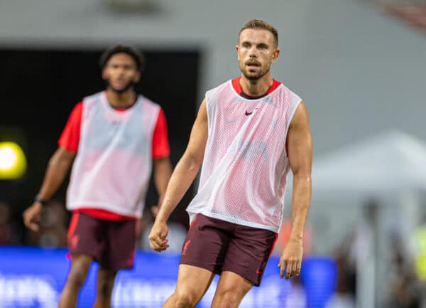 BANGKOK, THAILAND - Monday, July 11, 2022: Liverpool's captain Jordan Henderson during a training session at the Rajamangala National Stadium on day two of the club's Asia Tour ahead of a friendly match against Manchester United FC. (Pic by David Rawcliffe/Propaganda)