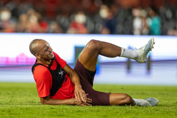 BANGKOK, THAILAND - Monday, July 11, 2022: Liverpool's Fabio Henrique Tavares 'Fabinho' during a training session at the Rajamangala National Stadium on day two of the club's Asia Tour ahead of a friendly match against Manchester United FC. (Pic by David Rawcliffe/Propaganda)