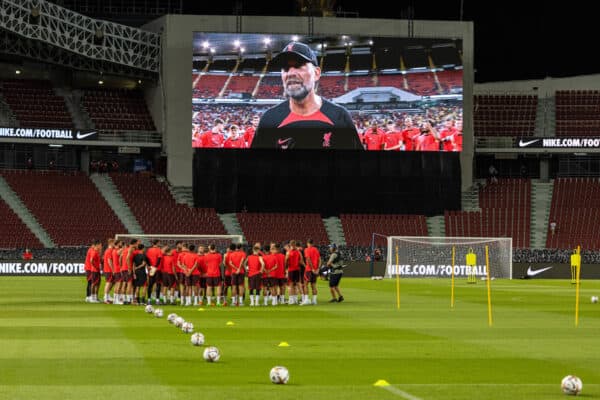 BANGKOK, THAILAND - Monday, July 11, 2022: Liverpool players during a training session at the Rajamangala National Stadium on day two of the club's Asia Tour ahead of a friendly match against Manchester United FC. (Pic by David Rawcliffe/Propaganda)