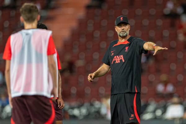 BANGKOK, THAILAND - Monday, July 11, 2022: Liverpool's manager Jürgen Klopp during a training session at the Rajamangala National Stadium on day two of the club's Asia Tour ahead of a friendly match against Manchester United FC. (Pic by David Rawcliffe/Propaganda)