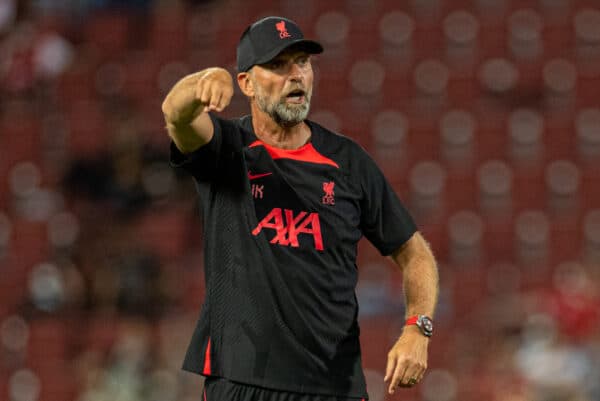 BANGKOK, THAILAND - Monday, July 11, 2022: Liverpool's manager Jürgen Klopp during a training session at the Rajamangala National Stadium on day two of the club's Asia Tour ahead of a friendly match against Manchester United FC. (Pic by David Rawcliffe/Propaganda)