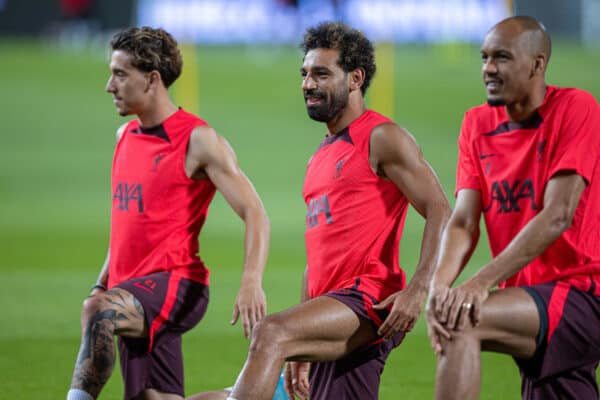 BANGKOK, THAILAND - Monday, July 11, 2022: Liverpool's Mohamed Salah (C) during a training session at the Rajamangala National Stadium on day two of the club's Asia Tour ahead of a friendly match against Manchester United FC. (Pic by David Rawcliffe/Propaganda)