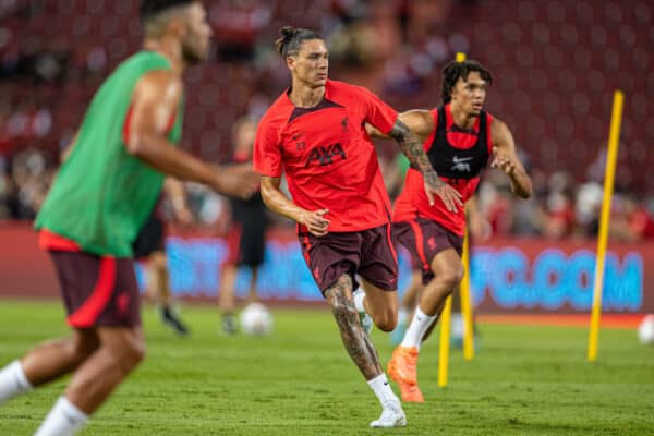 BANGKOK, THAILAND - Monday, July 11, 2022: Liverpool's new signing Darwin Núñez during a training session at the Rajamangala National Stadium on day two of the club's Asia Tour ahead of a friendly match against Manchester United FC. (Pic by David Rawcliffe/Propaganda)